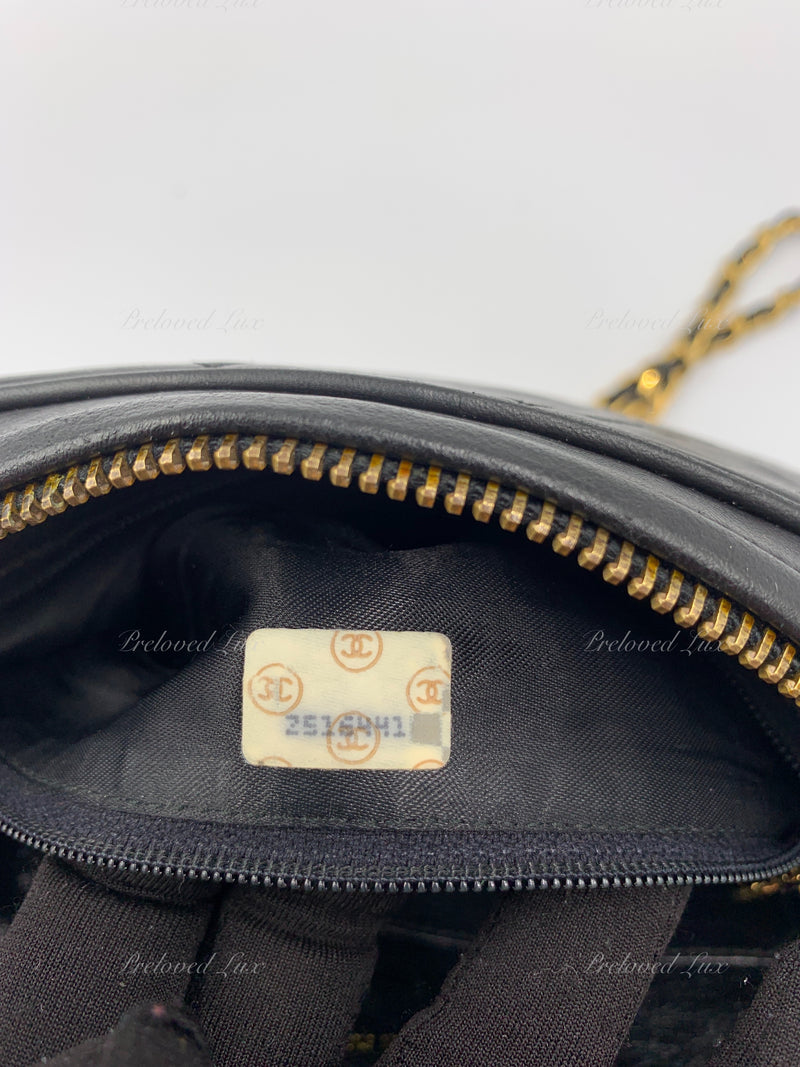 CHANEL Lambskin Black Camera Bag with Tassel