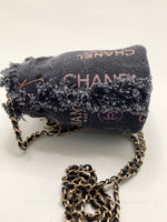 Sold-CHANEL Black Denim Mini Bucket Crossbody Bag