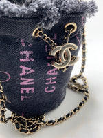 Sold-CHANEL Black Denim Mini Bucket Crossbody Bag