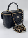 Sold-CHANEL Lambskin Black Top Handle Vanity Case Chain Bag Light Gold Hardware