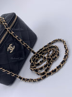 Sold-CHANEL Lambskin Black Top Handle Vanity Case Chain Bag Light Gold Hardware