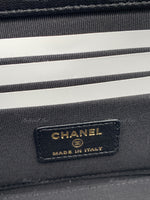 Sold-CHANEL Lambskin Black Top Handle Vanity Case Chain Bag Light Gold Hardware