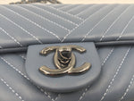 sold-CHANEL CC Lambskin Small CC Crossing Flap Blue/Silver Hardware