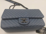 sold-CHANEL CC Lambskin Small CC Crossing Flap Blue/Silver Hardware