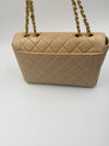 Sold-CHANEL Lambskin Double Chain Single Flap Bag Beige/gold hardware