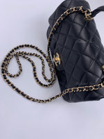 Sold-CHANEL Lambskin Mini Rectangular with Top Handle black/ Gold Hardware