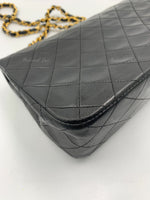 CHANEL Vintage Lambskin Medium Full Flap Bag black/gold hardware