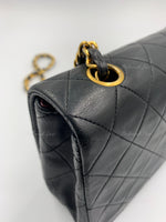 CHANEL Vintage Lambskin Medium Full Flap Bag black/gold hardware