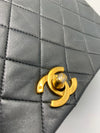 CHANEL Vintage Lambskin Medium Full Flap Bag black/gold hardware