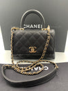 CHANEL Classic Black Caviar Mini Coco Handle Bag in Gold Hardware