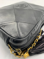 CHANEL Lambskin Black Vintage Camera Bag with Tassel