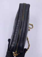 CHANEL Lambskin Black Vintage Camera Bag with Tassel