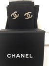 Sold-CHANEL CC Rhinestones Earrings/Aged Silver