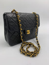 Sold-CHANEL Classic Lambskin Chain Mini Square Flap Bag black/gold #K301