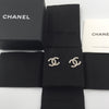 Sold-CHANEL CC Rhinestones Earrings/Aged Silver