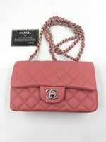 Sold-CHANEL CC Goat Skin Mini Rectangular Pink/Silver Hardware