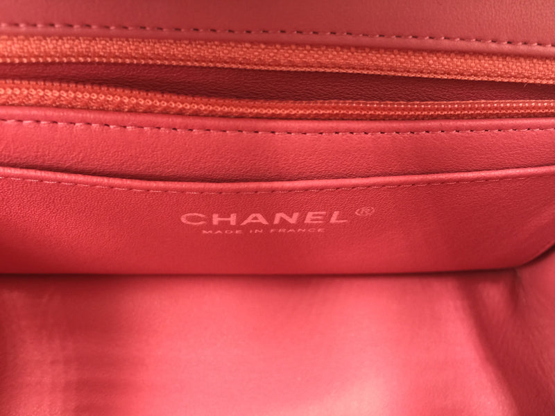 Sold-CHANEL CC Goat Skin Mini Rectangular Pink/Silver Hardware