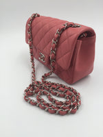 Sold-CHANEL CC Goat Skin Mini Rectangular Pink/Silver Hardware