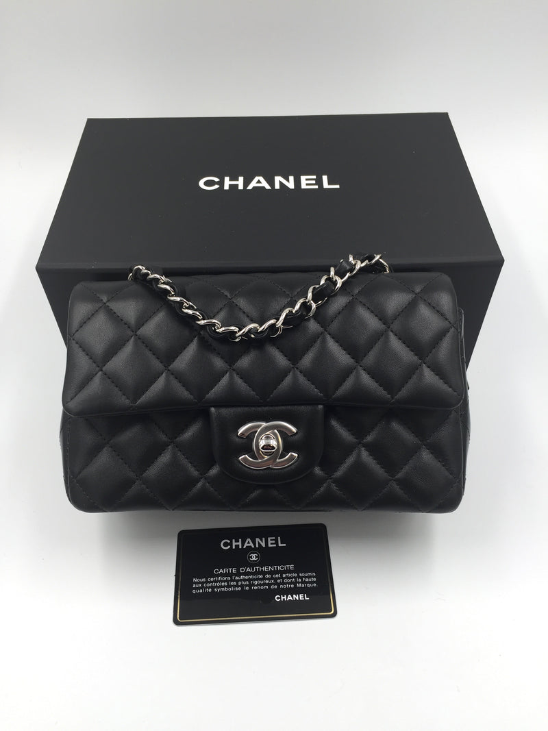 Sold-CHANEL CC Goat Skin Mini Rectangular black/Silver Hardware