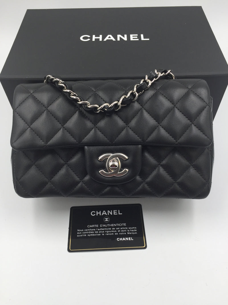 Sold-CHANEL CC Goat Skin Mini Rectangular black/Silver Hardware