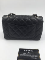 Sold-CHANEL CC Goat Skin Mini Rectangular black/Silver Hardware