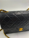 Sold-CHANEL Classic Lambskin Chain Mini Square Flap Bag black/gold #K301