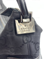 Sold-GUCCI GG Monogram Logo Black Nylon Shoulder Bag