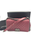 CHANEL Lambskin Old Medium Boy Dark Pink Ruthenium hardware