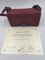 Sold-CHANEL Lambskin Old Medium Boy Dark Pink/Ruthenium hardware