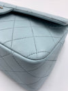 Sold-CHANEL Classic Lambskin Double Flap Medium Shoulder Bag - Light Blue Silver Hardware