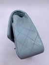 Sold-CHANEL Classic Lambskin Double Flap Medium Shoulder Bag - Light Blue Silver Hardware