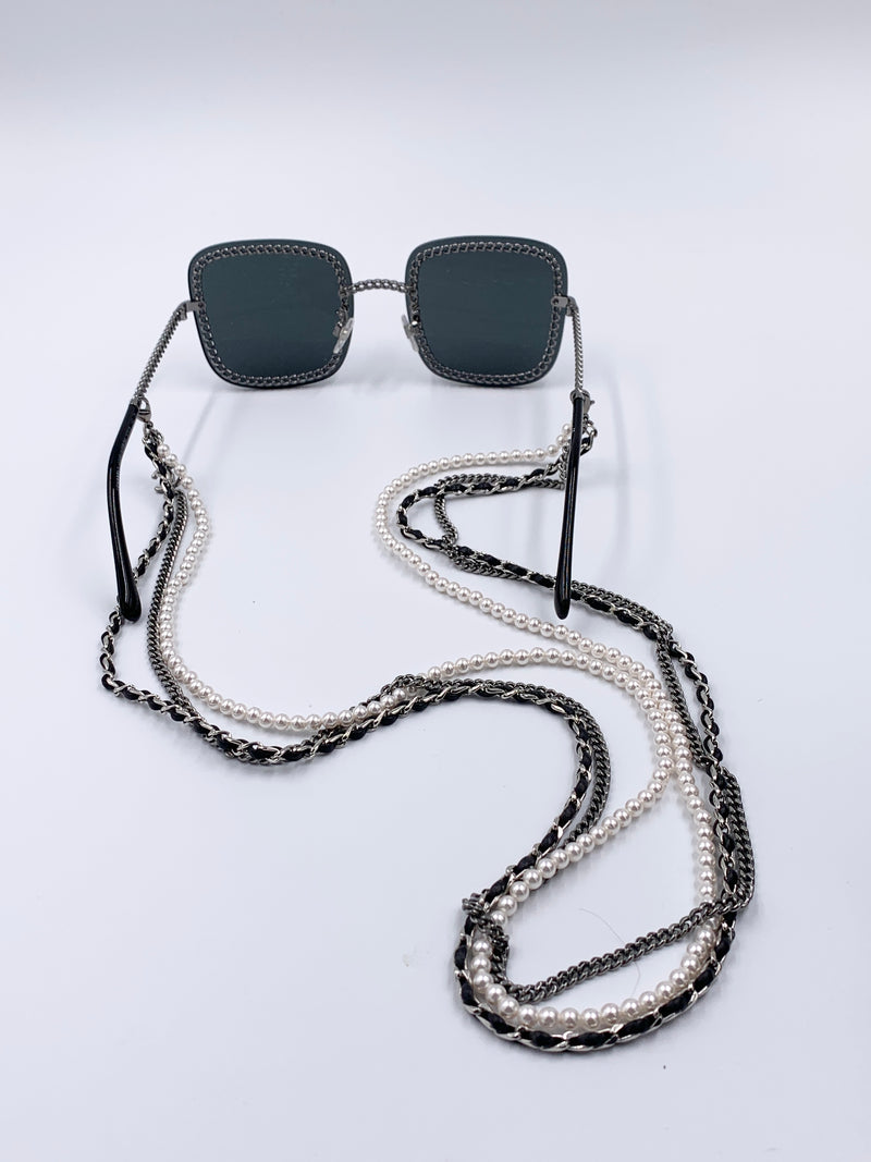 Sold-CHANEL CC Sunglasses with triple chain