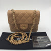 Sold-CHANEL Classic Lambskin Chain Single Mini Square Flap bag Beige/gold (2)