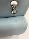 Sold-CHANEL Classic Lambskin Double Flap Medium Shoulder Bag - Light Blue Silver Hardware