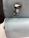 Sold-CHANEL Classic Lambskin Double Flap Medium Shoulder Bag - Light Blue Silver Hardware