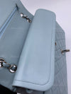 Sold-CHANEL Classic Lambskin Double Flap Medium Shoulder Bag - Light Blue Silver Hardware