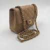 Sold-CHANEL Classic Lambskin Chain Single Mini Square Flap bag Beige/gold (2)