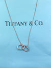 Sold-Tiffany 
Co 925 Silver Elsa Peretti Double Loop Circle Pendant with Necklace