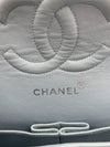 Sold-CHANEL Classic Lambskin Double Flap Medium Shoulder Bag - Light Blue Silver Hardware