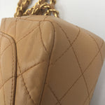 Sold-CHANEL Classic Lambskin Chain Single Mini Square Flap bag Beige/gold (2)