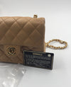 Sold-CHANEL Classic Lambskin Chain Single Mini Square Flap bag Beige/gold (2)