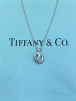 Sold-Tiffany 
Co 925 Silver Elsa Peretti Open Wave Pendant with Necklace