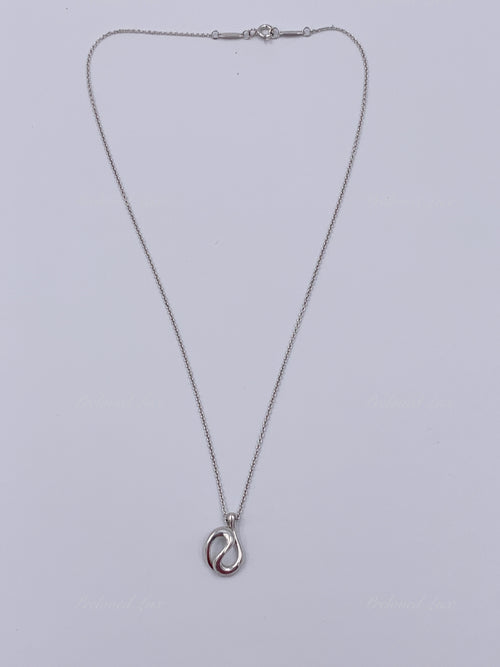 Sold-Tiffany 
Co 925 Silver Elsa Peretti Open Wave Pendant with Necklace