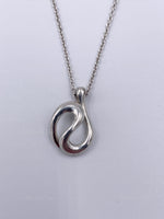 Sold-Tiffany 
Co 925 Silver Elsa Peretti Open Wave Pendant with Necklace