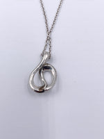 Sold-Tiffany 
Co 925 Silver Elsa Peretti Open Wave Pendant with Necklace