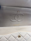 Sold-CHANEL Classic Lambskin Double Chain Double Flap Medium Shoulder Bag- beige/gold (2)