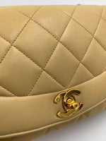 Sold-CHANEL Lambskin Small Diana Single Chain Single Flap Bag Beige/gold