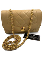 Sold-CHANEL Lambskin Small Diana Single Chain Single Flap Bag Beige/gold