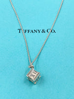 Tiffany 
Co 925 Silver Atlas Collection Cube with Necklace