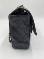 Sold-CHANEL Vintage Lambskin Medium/Large Single Flap Bag black/gold hardware